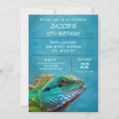イグアナカラフル10thバースデーパーティーお祝い 招待状 (正面)