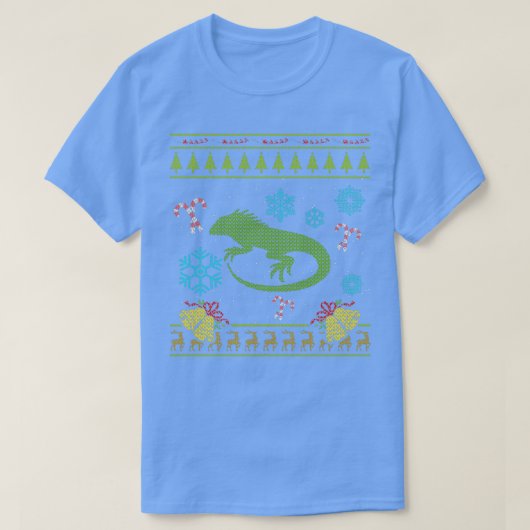 イグアナクリスマスセーターペットイグアナペット爬虫類 Tシャツ (デザイン正面)