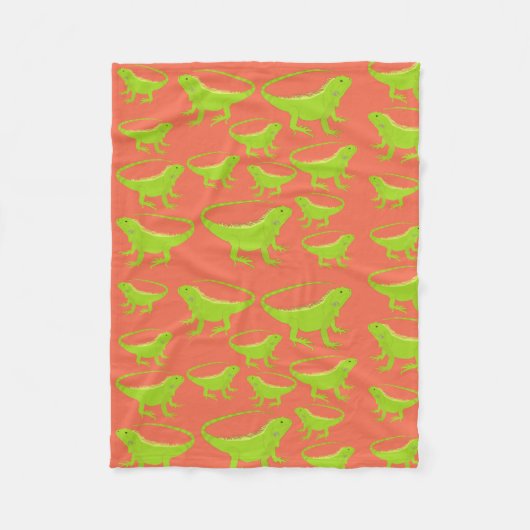 イグアナトカゲ模様 フリースブランケット (正面)