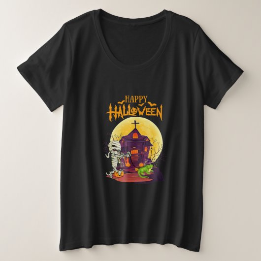 イグアナハロウィーン衣装カボチャおもしろい犬恋人 プラスサイズTシャツ (デザイン正面)
