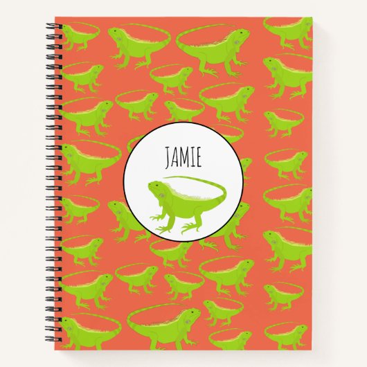 イグアナパーソナライズされたトカゲ模様 ノートブック (正面)