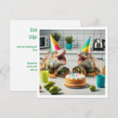 イグアナパーティーアニマルズ、爬虫類の誕生日 招待状 (正面/裏面)