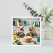 イグアナパーティー動物爬虫類誕生日 招待状 (スタンド正面)