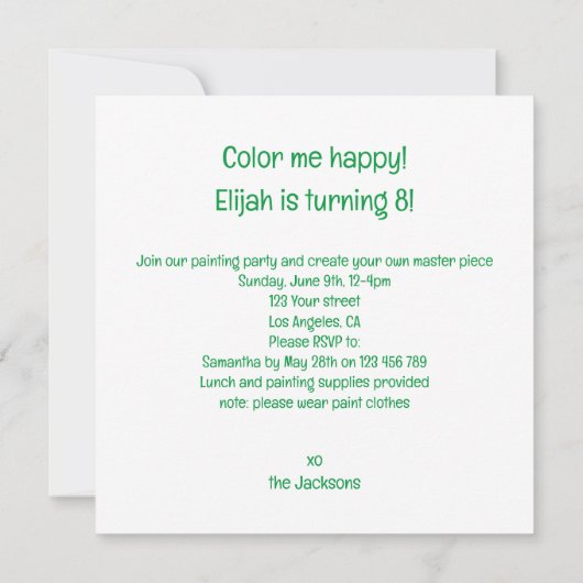 イグアナパーティー動物爬虫類誕生日 招待状 (裏面)