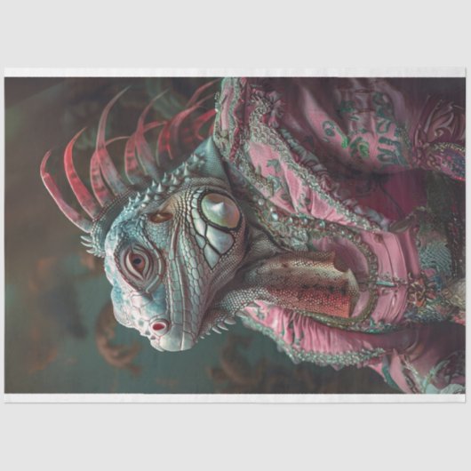 イグアナピンクティール(緑がかった色)家具デコページ 薄葉紙 (正面)