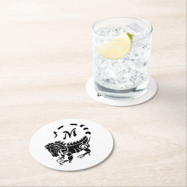 イグアナモノグラム ラウンドペーパーコースター