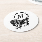 イグアナモノグラム ラウンドペーパーコースター (アングル)