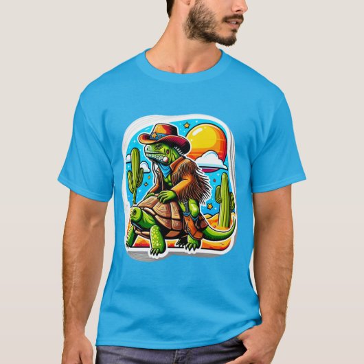 イグアナライディングデザートカメ4 Tシャツ (正面)