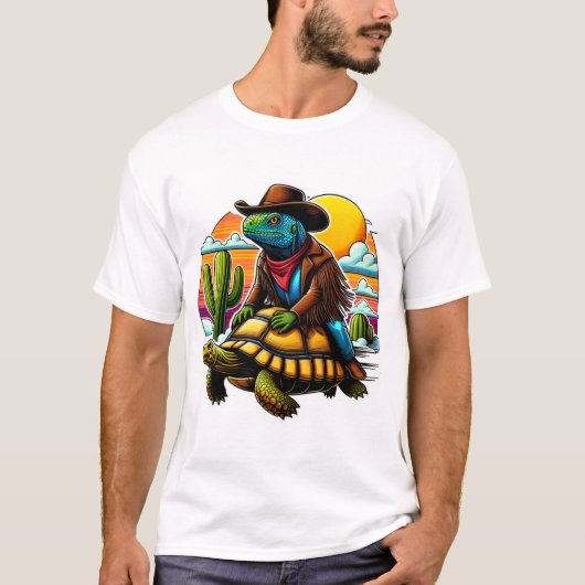 イグアナライディングデザートカメ Tシャツ (正面)