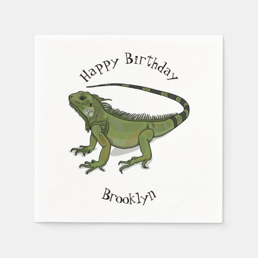 イグアナ漫画イラストレーション スタンダードカクテルナプキン (正面)