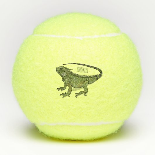 イグアナ漫画イラストレーション テニスボール (正面)