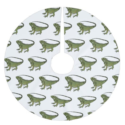 イグアナ漫画イラストレーション ブラッシュドポリエステルツリースカート (正面)