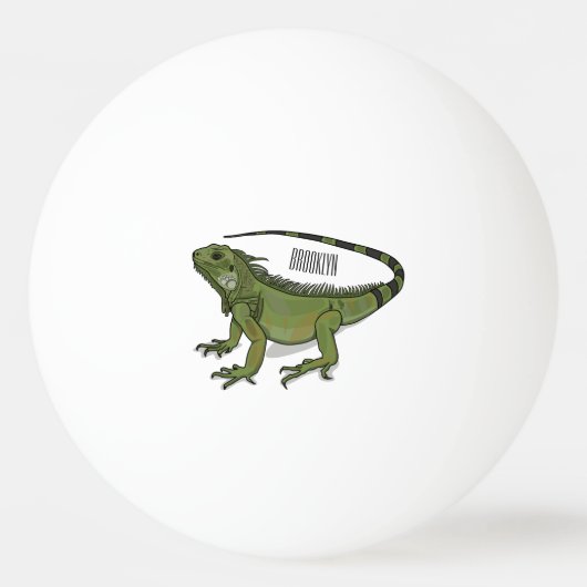 イグアナ漫画イラストレーション 卓球ボール (正面)