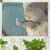 イグアナ熱帯野生動物写真ペア キッチンタオル (折り畳み)