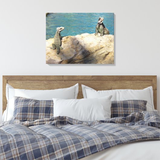 イグアナ熱帯野生動物写真ペア キャンバスプリント (インサイチュ (寝室))