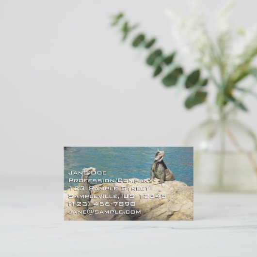 イグアナ熱帯野生動物写真ペア 名刺 (スタンド正面)