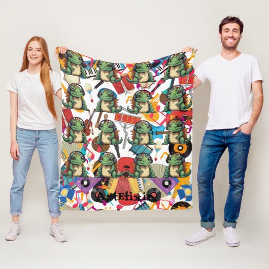 イグアナ聞の音楽プリント フリースブランケット (インサイチュ)