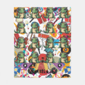 イグアナ聞の音楽プリント フリースブランケット (正面)