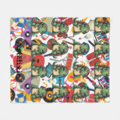 イグアナ聞の音楽プリント フリースブランケット (正面(横))