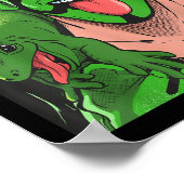 イグアナ舌出おもしろいトカゲレスラーアニメ ポスター (角)