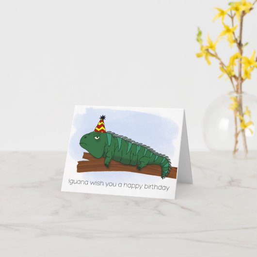 イグアナ誕生日 カード (黄色い花)