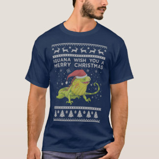イグアナ醜いクリスマスセータークリスマストカゲ Tシャツ