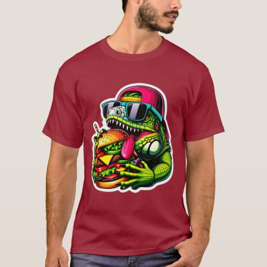 イグアナ食べチーズバーガー3 Tシャツ (正面)