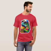 イグアナ食べ物チーズバーガー4 Tシャツ (正面フル)
