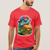 イグアナ食べ物チーズバーガー8 Tシャツ (正面)