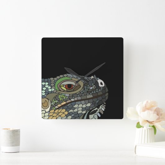 イグアナ スクエア壁時計 (ホーム)