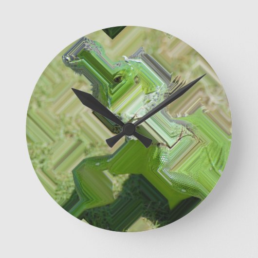 イグアナ（緑） ラウンド壁時計 (正面)