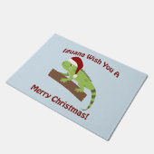 イグアナ、聖降誕祭お目出とう ドアマット (アングル)