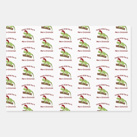 イグアナ、聖降誕祭お目出とう ラッピングペーパーシート (正面)