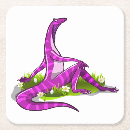 イグアノドンが自然美しい。 スクエアペーパーコースター (正面)