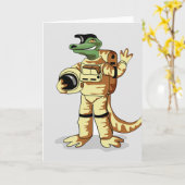 イグアノドンは宇宙服を着た。 カード (黄色い花)