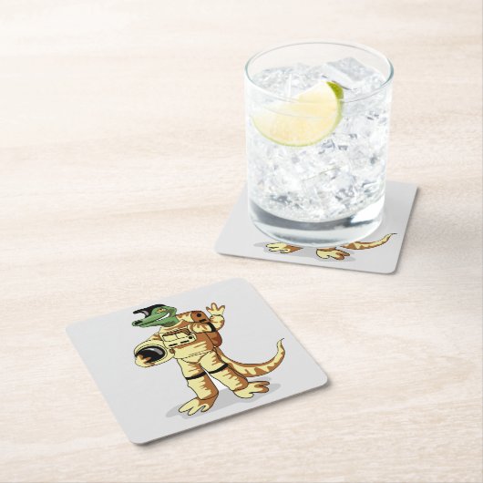 イグアノドンは宇宙服を着た。 スクエアペーパーコースター (インサイチュ)