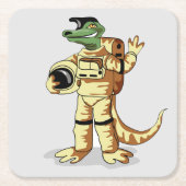 イグアノドンは宇宙服を着た。 スクエアペーパーコースター (正面)