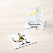 イグアノドン写真家のイラストレーション。 スクエアペーパーコースター (インサイチュ)