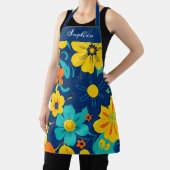 イグサカラフルス開花 – ドーパミンスタイル-レトロ花 エプロン (インサイチュ)
