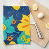 イグサカラフルス開花 – ドーパミンスタイル-レトロ花 キッチンタオル (四つ折り)