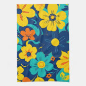 イグサカラフルス開花 – ドーパミンスタイル-レトロ花 キッチンタオル (縦)