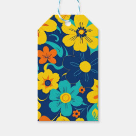 イグサカラフルス開花 – ドーパミンスタイル-レトロ花 ギフトタグ