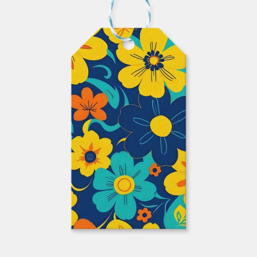 イグサカラフルス開花 – ドーパミンスタイル-レトロ花 ギフトタグ (正面)