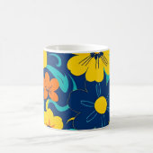 イグサカラフルス開花 – ドーパミンスタイル-レトロ花 コーヒーマグカップ (中央)