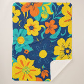 イグサカラフルス開花 – ドーパミンスタイル-レトロ花 シェルパブランケット (正面)