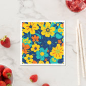 イグサカラフルス開花 – ドーパミンスタイル-レトロ花 スタンダードカクテルナプキン (インサイチュ)