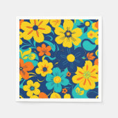 イグサカラフルス開花 – ドーパミンスタイル-レトロ花 スタンダードカクテルナプキン (正面)