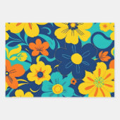 イグサカラフルス開花 – ドーパミンスタイル-レトロ花 ラッピングペーパーシート (正面)