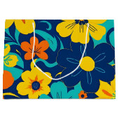 イグサカラフルス開花 – ドーパミンスタイル-レトロ花 ラージペーパーバッグ (正面)