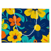 イグサカラフルス開花 – ドーパミンスタイル-レトロ花 ラージペーパーバッグ (裏面)